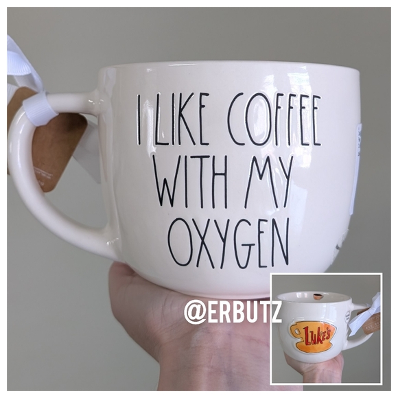 Rae Dunn x Gilmore Girls I LIKE COFFEE WITH MY OXYGEN Double Sided Luke's Mug ☕ - Picture 1 of 9